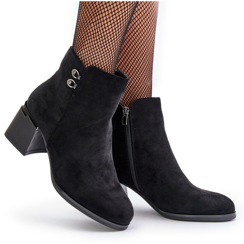 Botins Femininos com Zíper, Preto, Tinamar Botins Femininos com Zíper, Preto, Tinamar