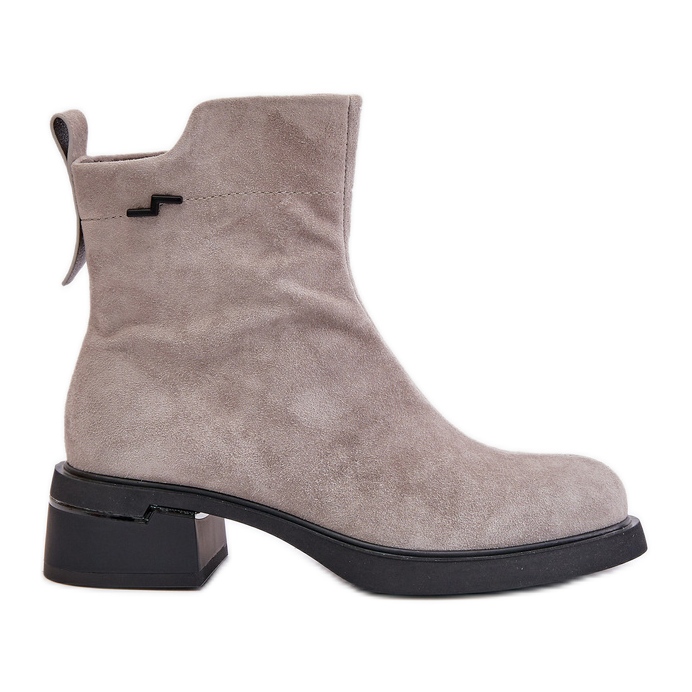 Botas femininas isoladas em camurça natural com zíper, cinza Vinceza 66696 Botas femininas isoladas em camurça natural com zíper, cinza Vinceza 66696
