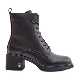 Botins isolados de salto alto em couro natural, Preto Vinceza 66689