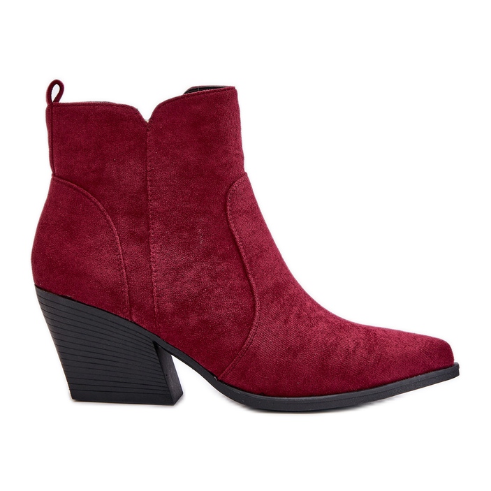 Botas de cowboy isoladas em camurça ecológica com zíper, Borgonha Virtris vermelho Botas de cowboy isoladas em camurça ecológica com zíper, Borgonha Virtris vermelho