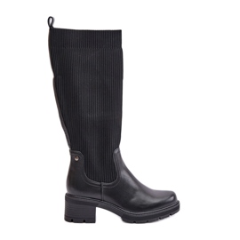 Botas pretas Vaimi Slip-On com parte superior elástica acima do joelho preto
