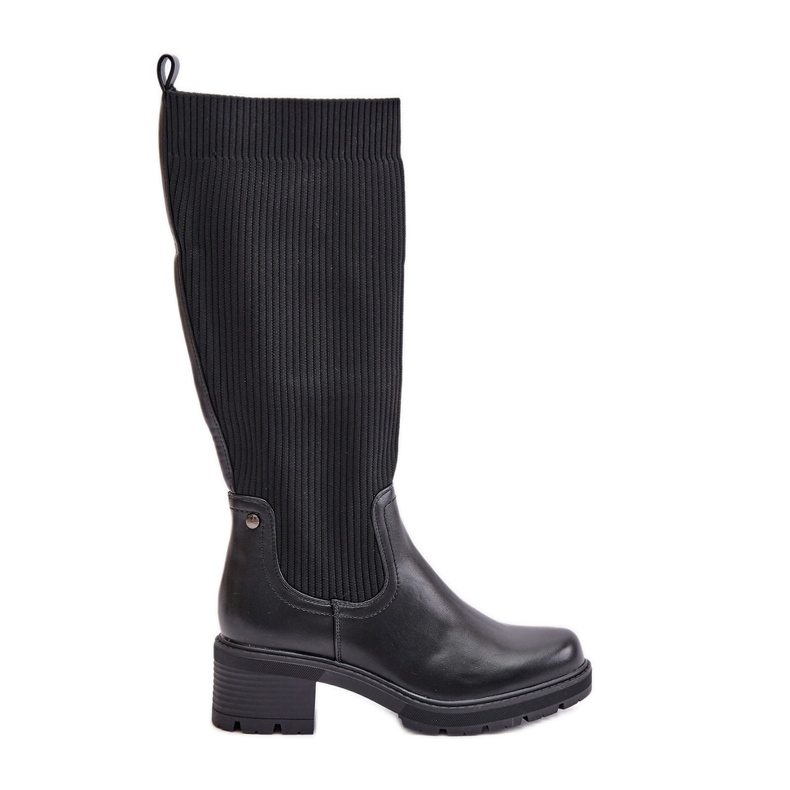 Botas pretas Vaimi Slip-On com parte superior elástica acima do joelho preto