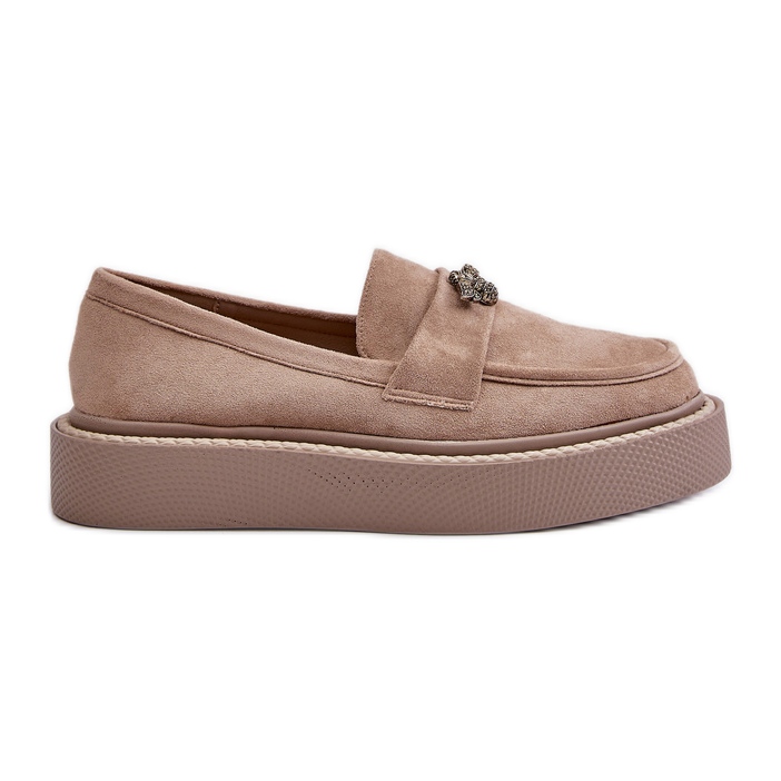 Mocassins femininos com plataforma bege Eritine