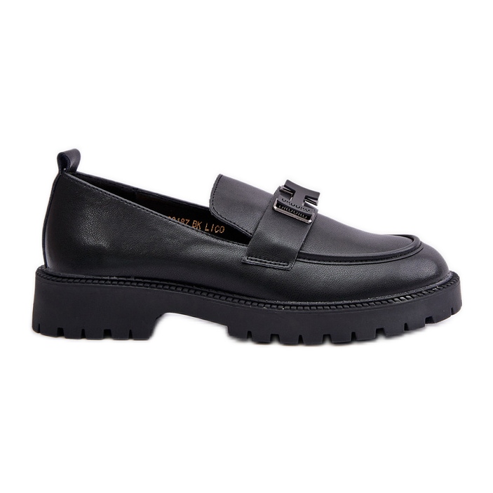 Mocassins femininos de couro Vinceza 62187 pretos
