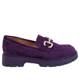 Karins Mocassins de camurça roxa com fivela tolet