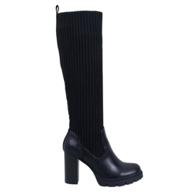 Jaida Botas pretas de salto alto com parte superior elástica preto Jaida Botas pretas de salto alto com parte superior elástica preto