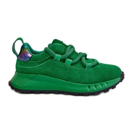 Tênis feminino de camurça com cadarço grosso Artiker 55C0099 verde