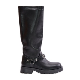 Botas femininas isoladas com zíper Eco Couro Preto Tialethe preto