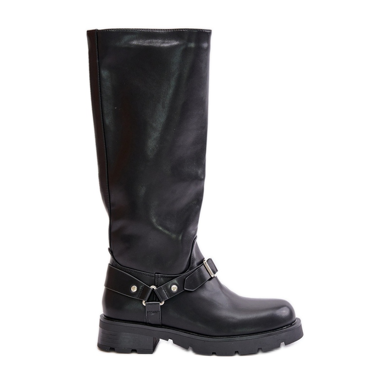 Botas femininas isoladas com zíper Eco Couro Preto Tialethe preto
