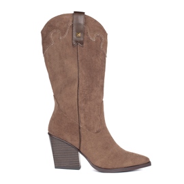 Seastar Botas cowboy femininas de camurça marrom