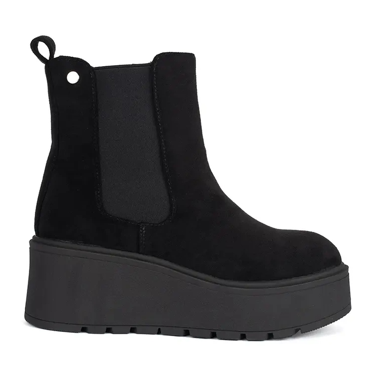 Botas Chelsea de camurça preta com cunha preto