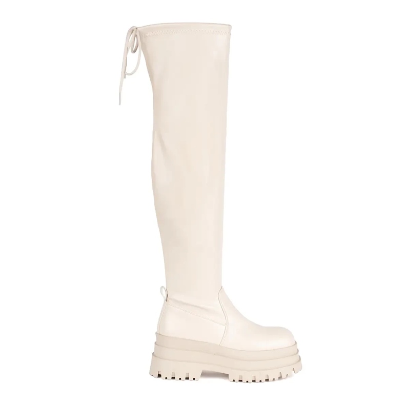 Mosqueteiros de plataforma creme bege