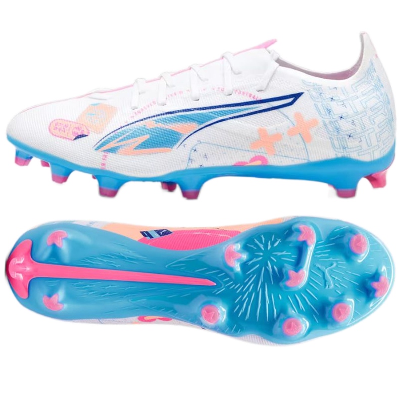 Chuteiras Puma Ultra 5 Match Vol.Up FG/MG 108064-01 branco