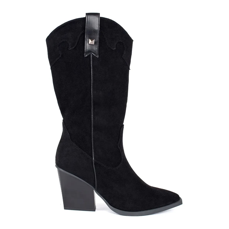 Seastar Botas cowboy femininas de camurça preta preto