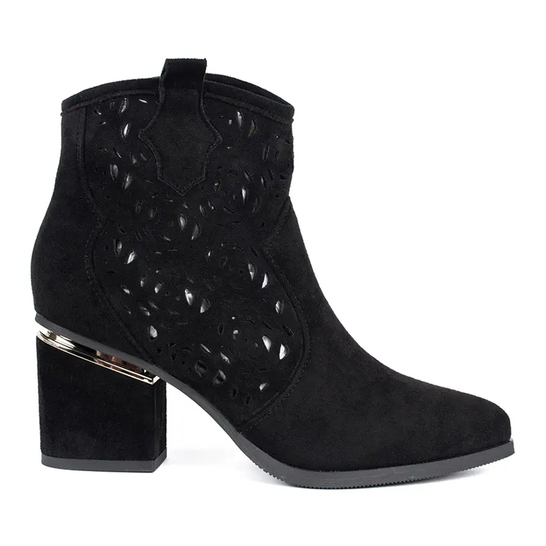Botas de cowboy pretas com aberturas femininas preto