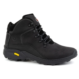 KOMODO Botas masculinas de couro de inverno 903K pretas preto