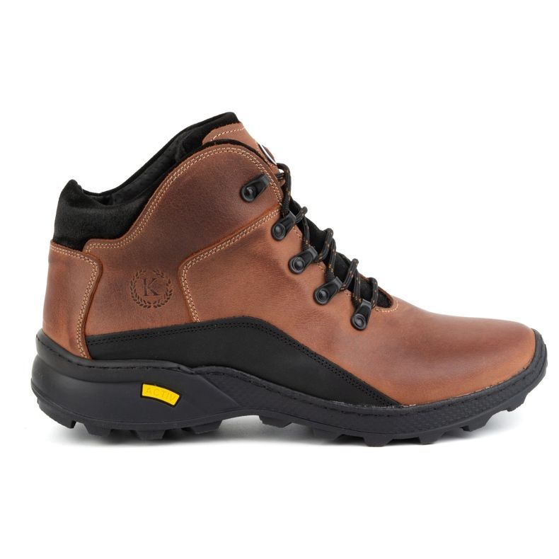KOMODO Botins masculinos de couro de inverno 903K tijolo castanho