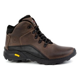 KOMODO Botas masculinas de couro de inverno 903K marrom castanho
