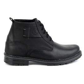 KOMODO Botins masculinos de couro de inverno 935K, pretos