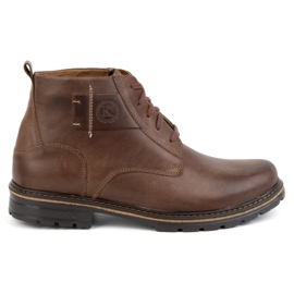 KOMODO Botins masculinos de couro de inverno 935K marrom