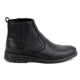 KOMODO Botins masculinos de couro de inverno 924K, pretos