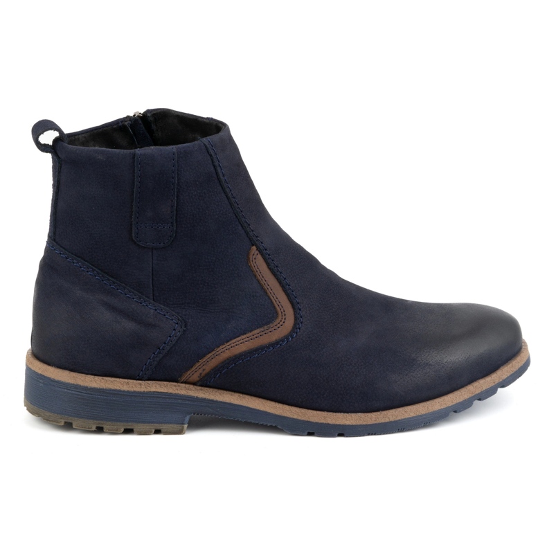 KOMODO Botins masculinos de couro de inverno 924K, azul marinho