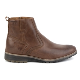 Olivier Botas masculinas de couro de inverno 924K marrom castanho