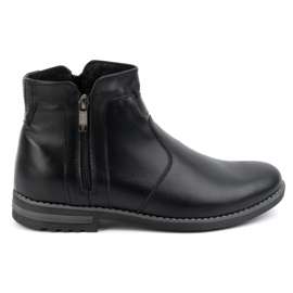 KOMODO Botas masculinas de couro de inverno, botas Chelsea com isolamento 887K, pretas preto
