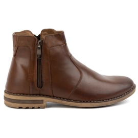 KOMODO Botas masculinas de couro de inverno, botas Chelsea com isolamento 887K, marrom castanho