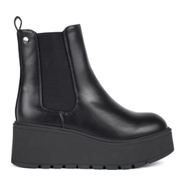 Seastar Botas Chelsea femininas pretas com cunha preto