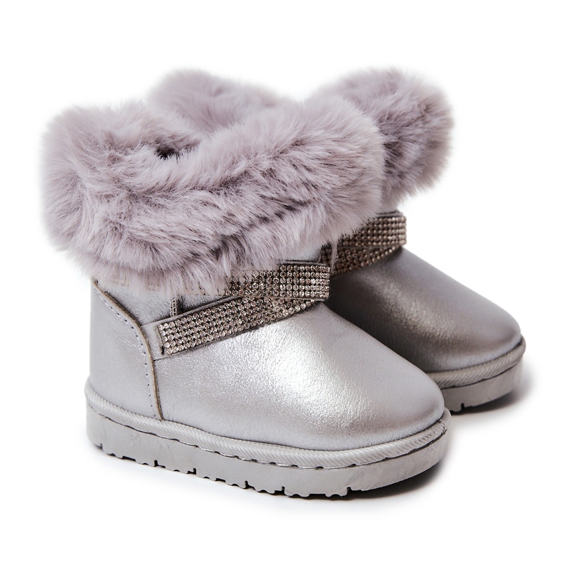 Botas de neve infantil Hollee prata com zircônia cúbica