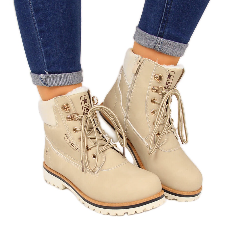 Botas femininas com isolamento, bege NEWS