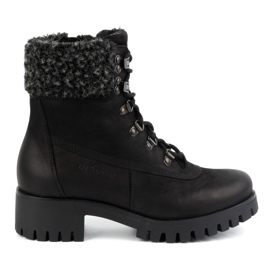Olivier Botas femininas de couro, botas de inverno com isolamento, 330BB, pretas preto