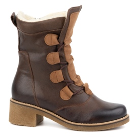 Olivier Botas femininas elegantes de couro com isolamento de lã marrom escuro 317BB castanho Olivier Botas femininas elegantes de couro com isolamento de lã marrom escuro 317BB castanho