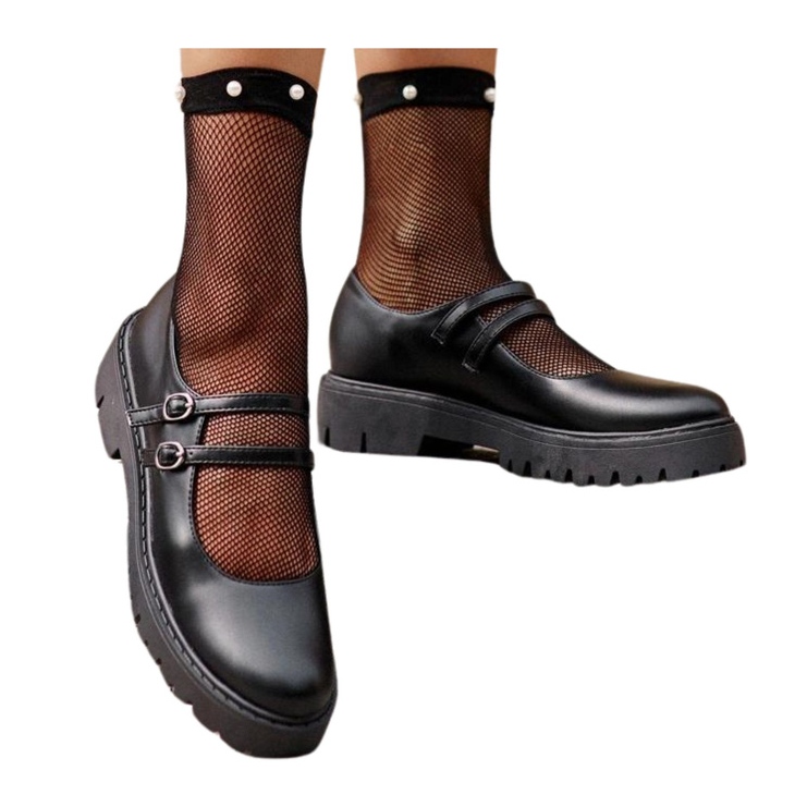 Sapatos de tiras femininos pretos Rialuna