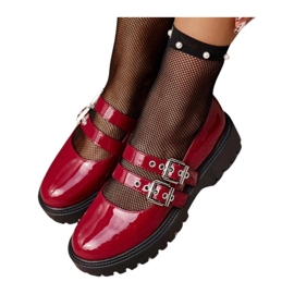 Sapatos femininos com alças envernizados Borgonha Terione vermelho