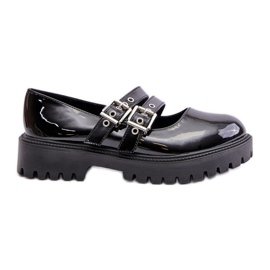 Sapatos femininos com tiras Terione pretas envernizadas preto