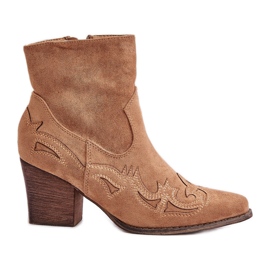 Botas de cowboy com salto alto, Eco Suede, Marrom Arabelline