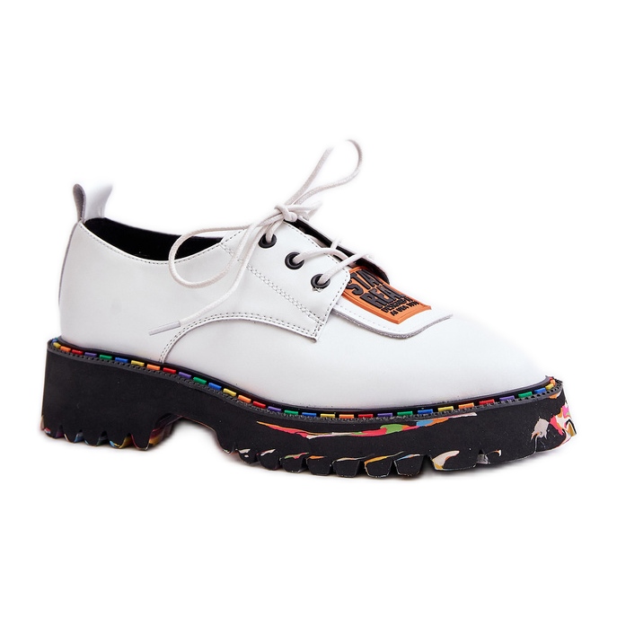 Sapatos femininos de couro com cadarço Artiker 55C0500 branco