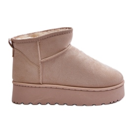 Botas femininas de neve com plataforma e forro de pele, Bege Claro Xamella