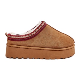 Botas femininas de neve com plataforma isoladas com pele de camelo Remenia castanho