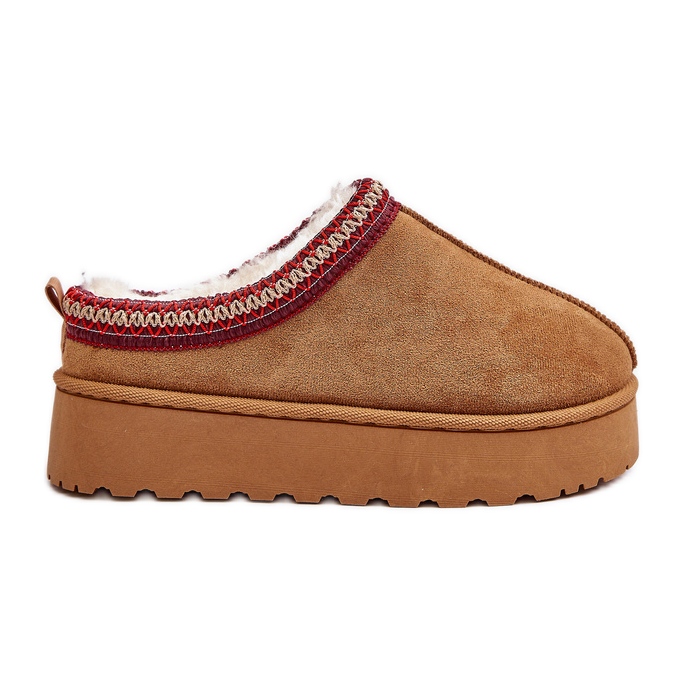 Botas femininas de neve com plataforma isoladas com pele de camelo Remenia castanho