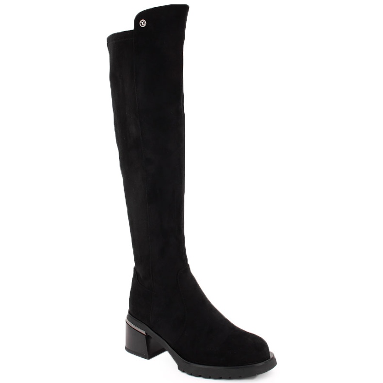 Botas femininas de camurça preta S.Barski JC42-81 preto
