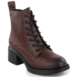 Botins femininos de couro marrom Vinceza 66722