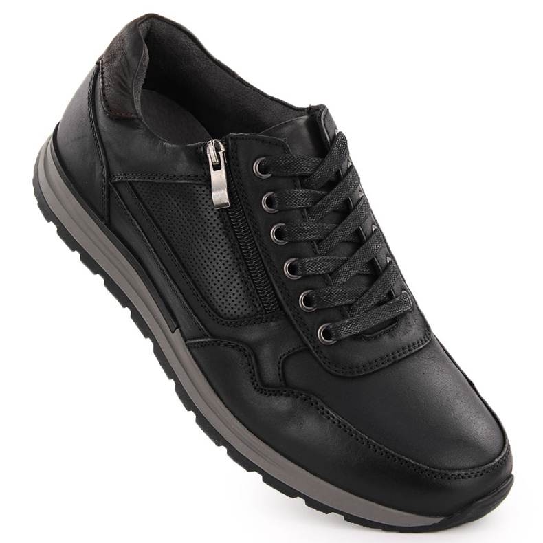 Sapatos casuais masculinos de couro, pretos, T.Sokolski J24-72