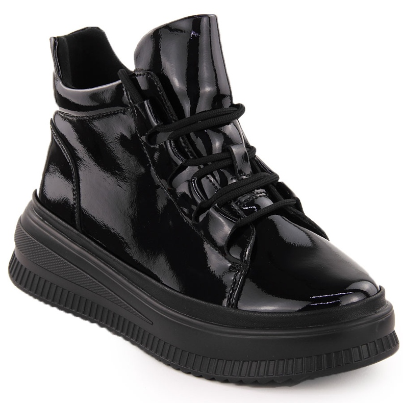 Botas femininas pretas com isolamento de couro envernizado Artiker 55C1049 preto