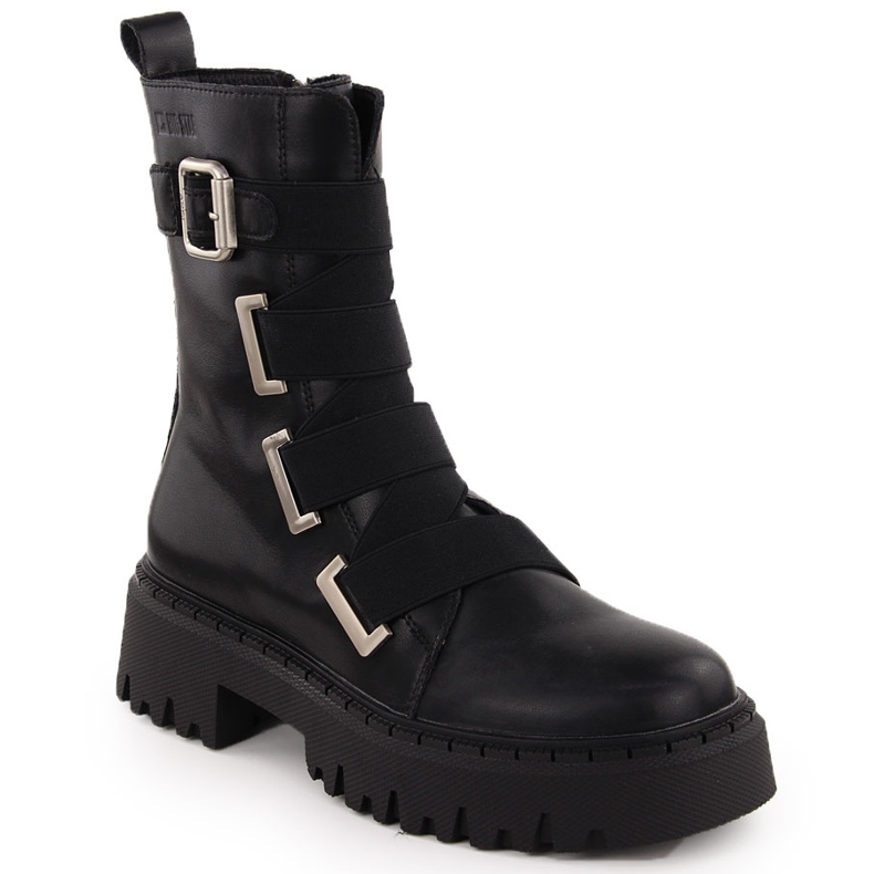 Botas femininas de couro, pretas Big Star OO274A256 preto