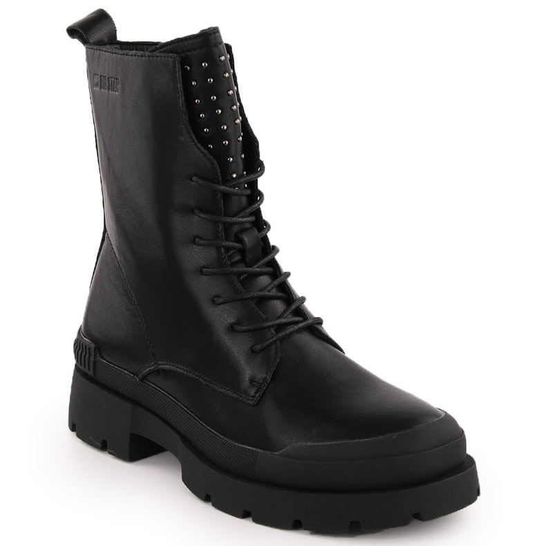 Botas femininas de couro com rebites, pretas Big Star OO274A269 preto Botas femininas de couro com rebites, pretas Big Star OO274A269 preto