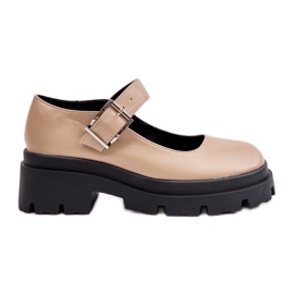 Sapatos femininos bege com fivela Plikuria