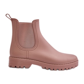 Botas Wellington femininas com inserções elásticas, Ciariel rosa sujo